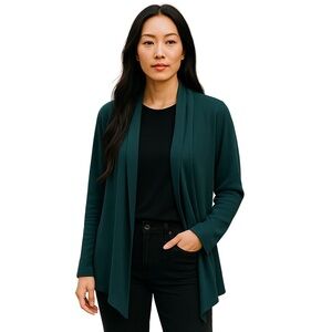 Papillon L/S Waterfall Open Cardigan Sweater Green Women's Sz Medium Office